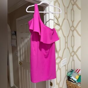 Dream Moon Vibrant Pink One-Shoulder Dress
